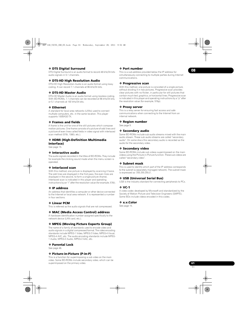 Pioneer BDP-LX55 User Manual | Page 61 / 64