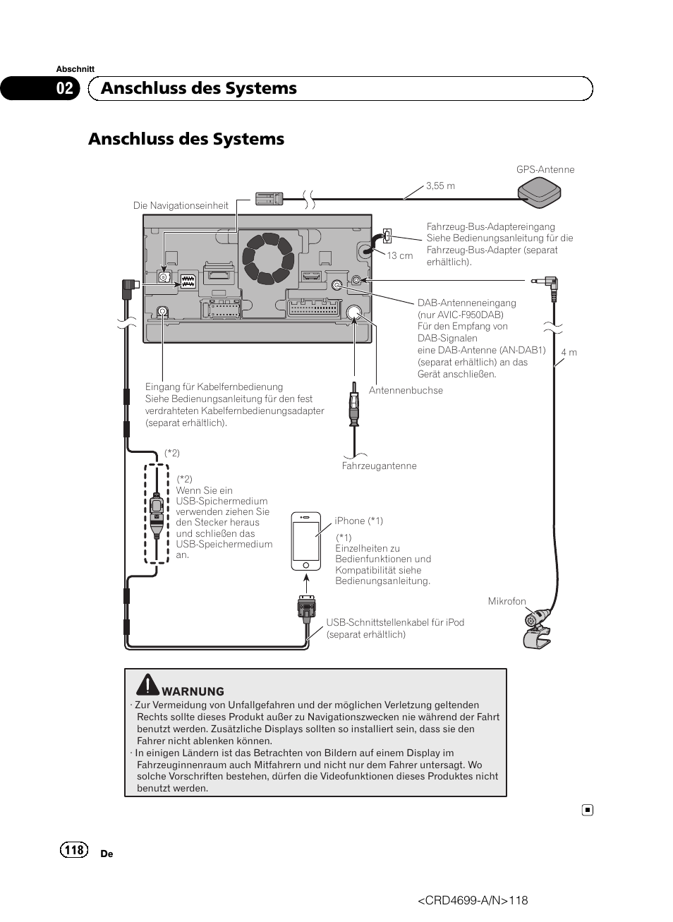 Anschluss des systems, 02 anschluss des systems | Pioneer AVIC-F50BT User Manual | Page 118 / 168