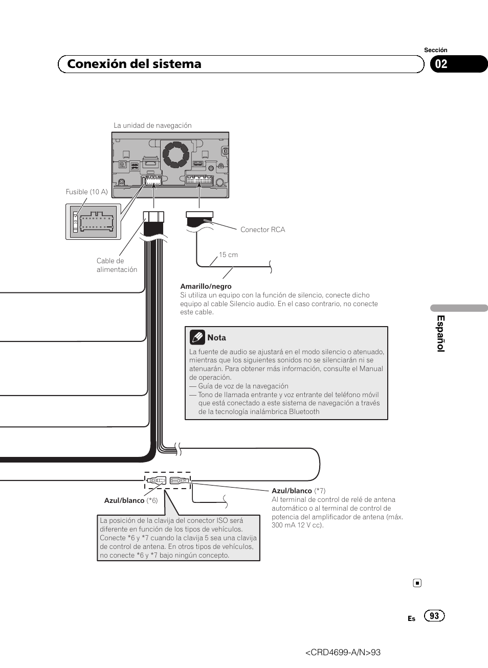 02 conexión del sistema | Pioneer AVIC-F50BT User Manual | Page 93 / 168