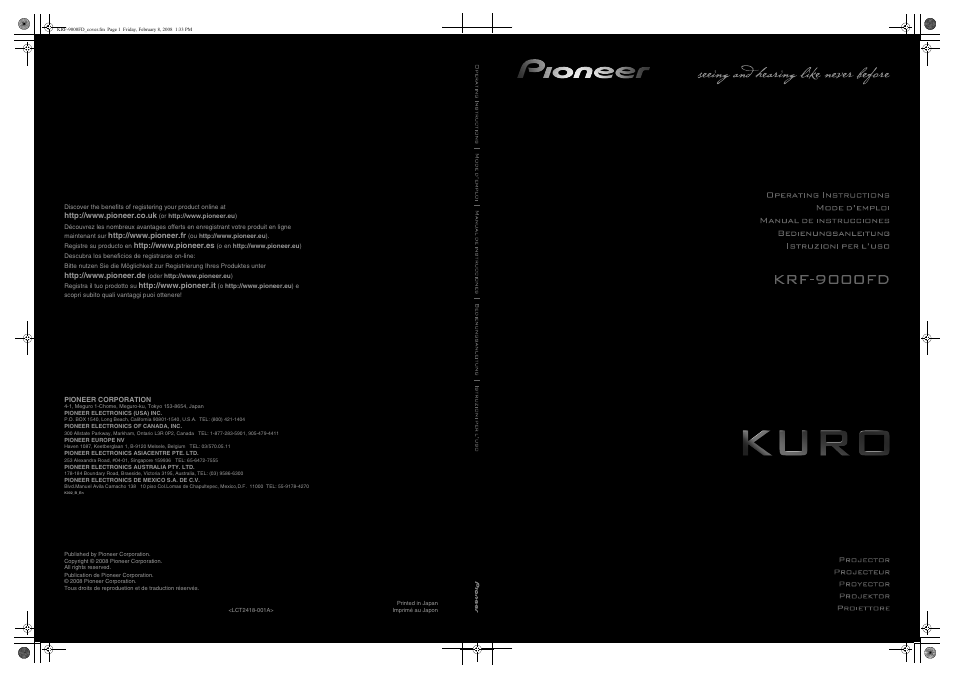 Pioneer KRF-9000FD User Manual | 259 pages