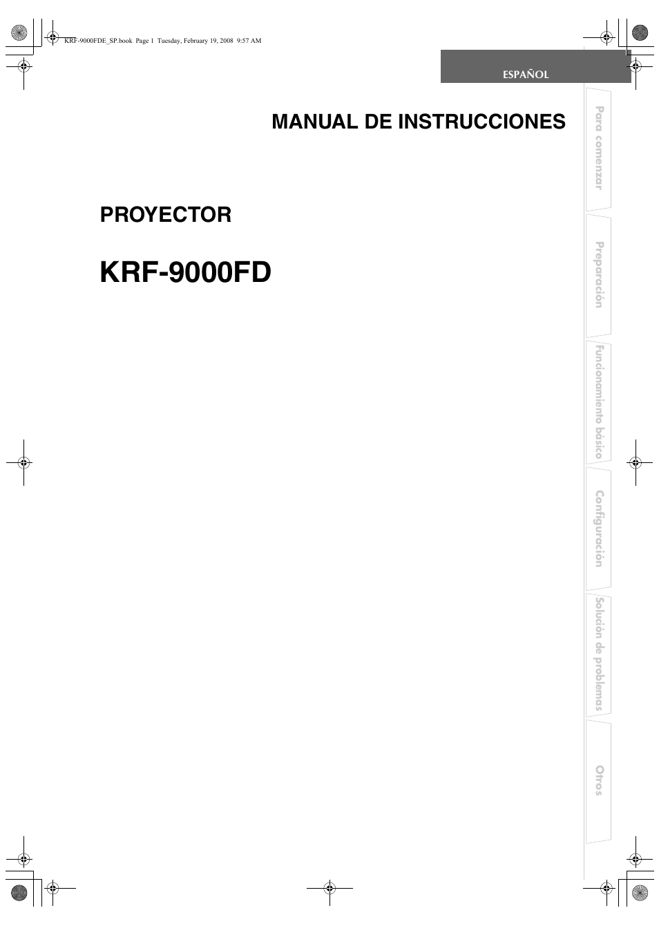 Krf-9000fd, Proyector, Manual de instrucciones | Pioneer KRF-9000FD User Manual | Page 105 / 259