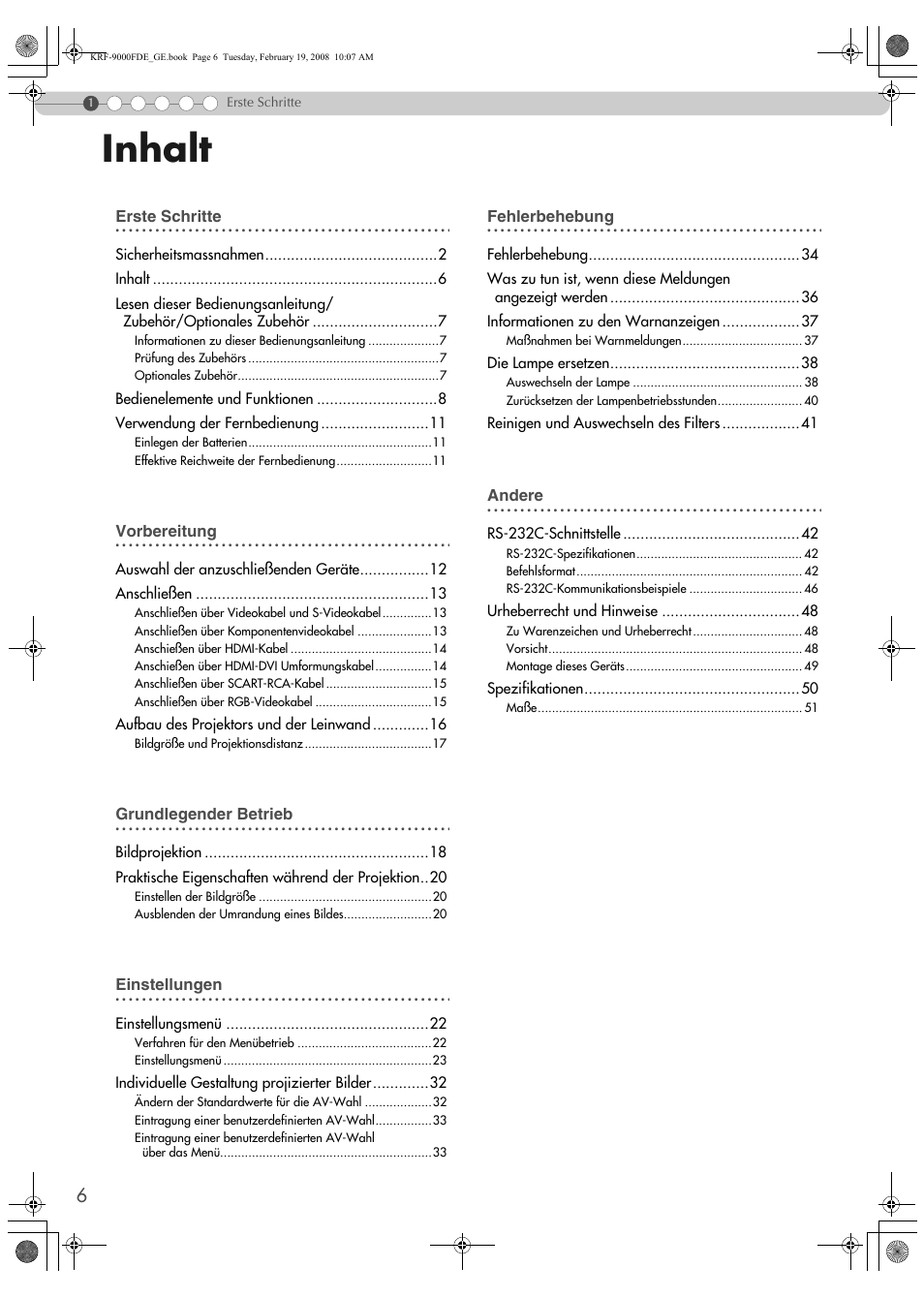 Inhalt | Pioneer KRF-9000FD User Manual | Page 162 / 259