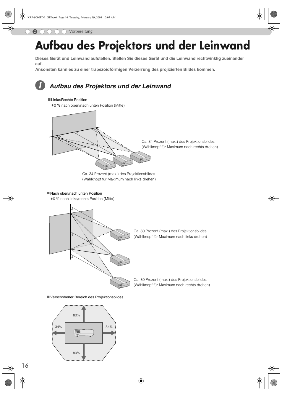 Aufbau des projektors und der leinwand | Pioneer KRF-9000FD User Manual | Page 172 / 259