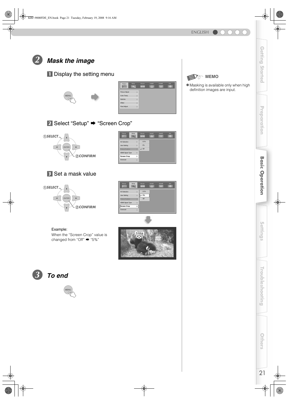 Mask the image, English | Pioneer KRF-9000FD User Manual | Page 21 / 259