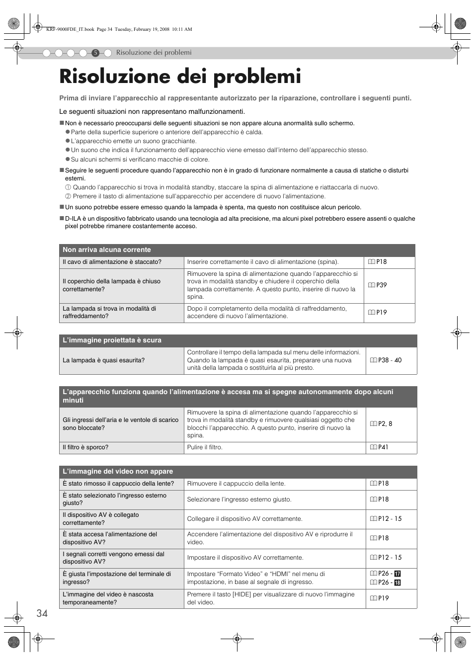 Risoluzione dei problemi, Ion e d ei pr ob lem i | Pioneer KRF-9000FD User Manual | Page 242 / 259