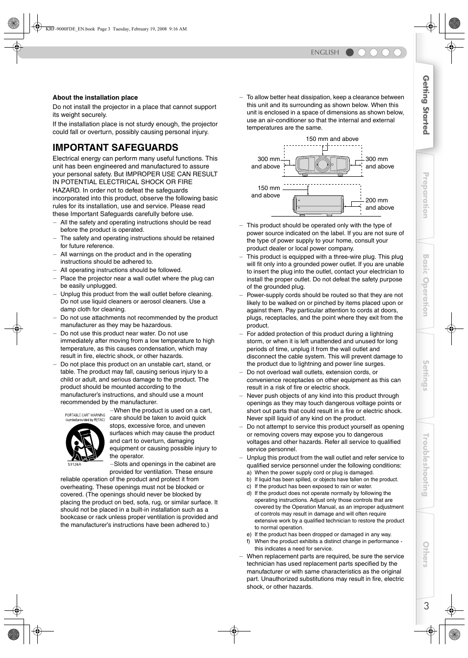 Important safeguards | Pioneer KRF-9000FD User Manual | Page 3 / 259