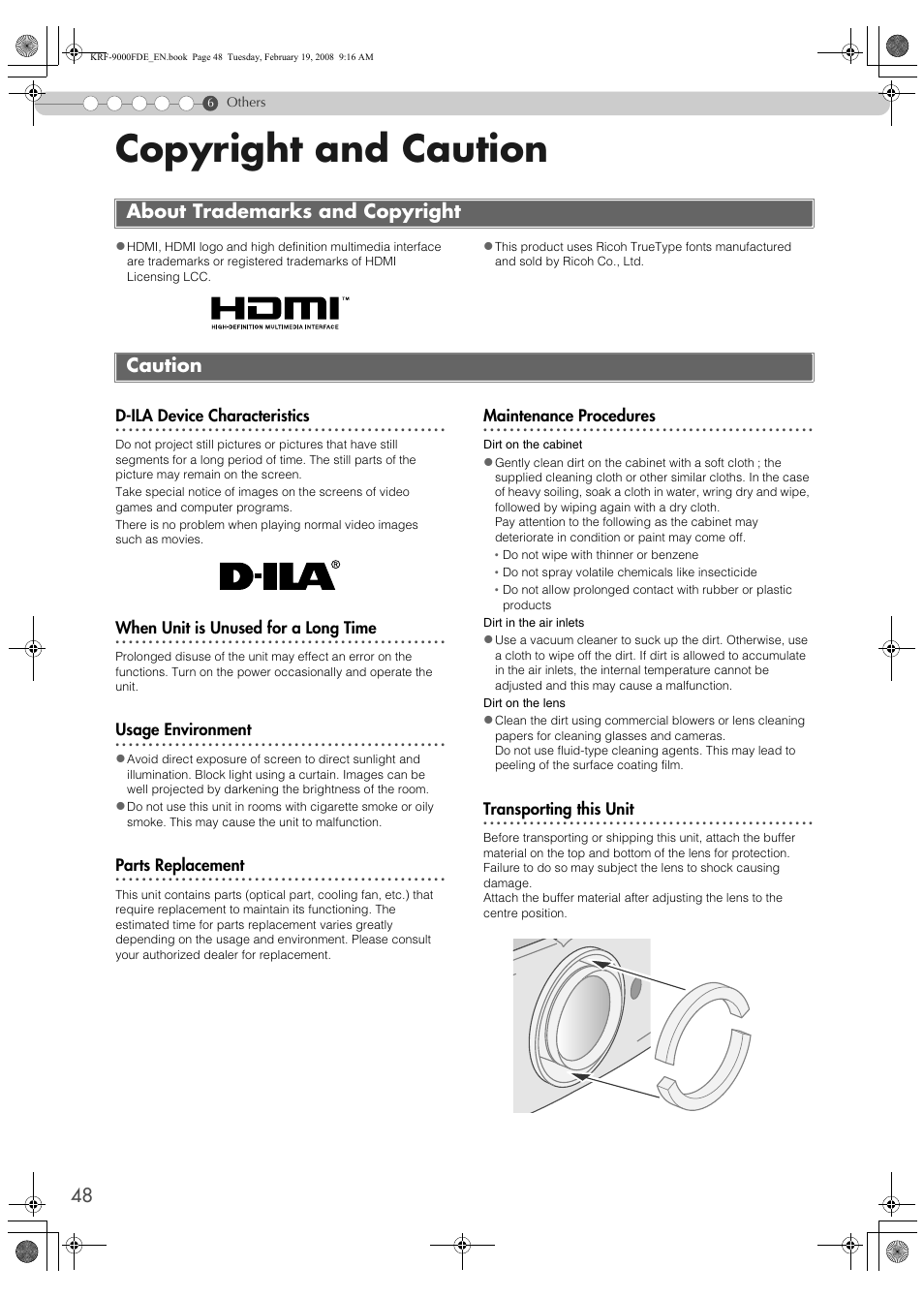 Copyright and caution, About trademarks and copyright, Caution | About trademarks and copyright caution, P48) | Pioneer KRF-9000FD User Manual | Page 48 / 259