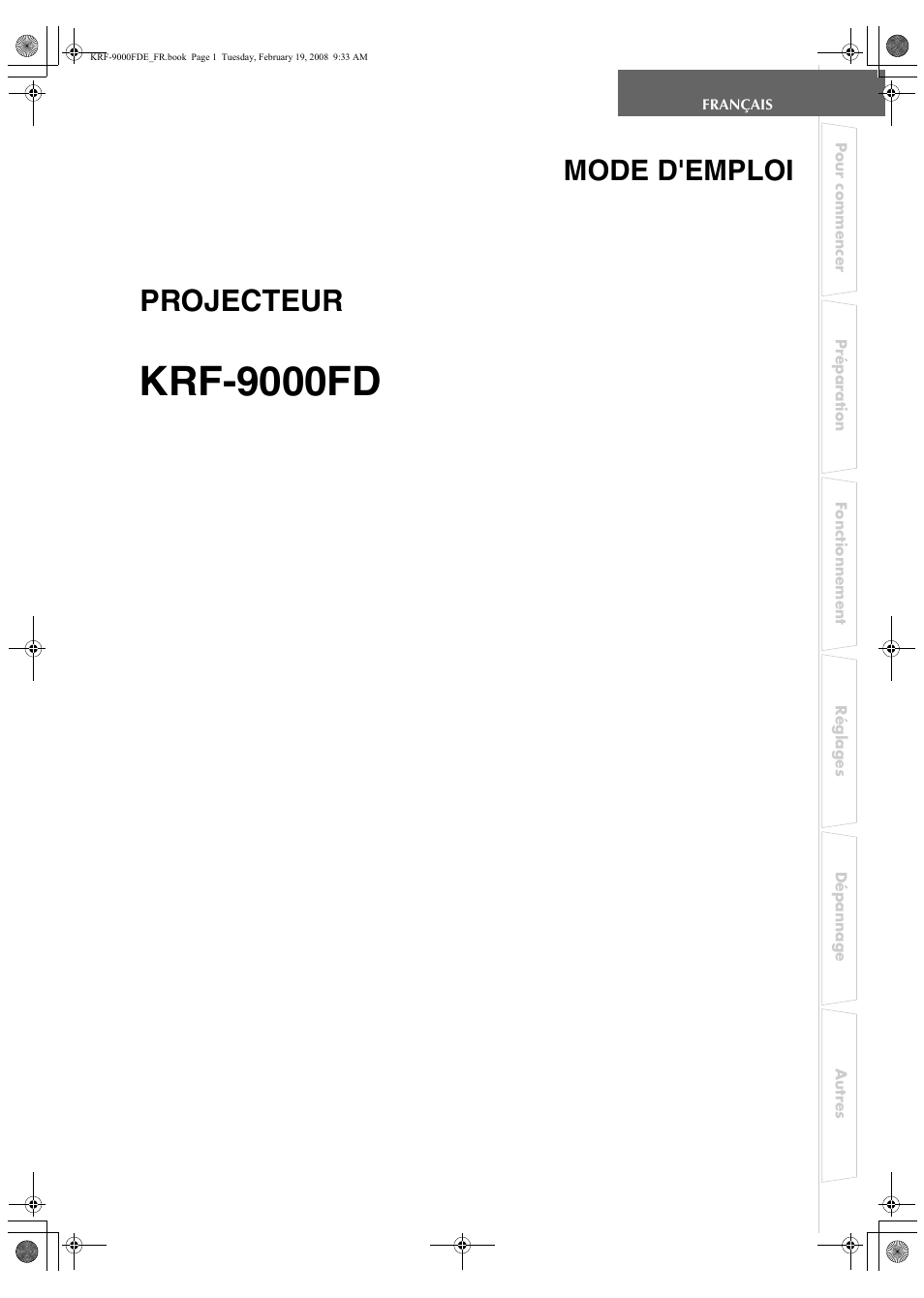 Krf-9000fd, Projecteur, Mode d'emploi | Pioneer KRF-9000FD User Manual | Page 53 / 259