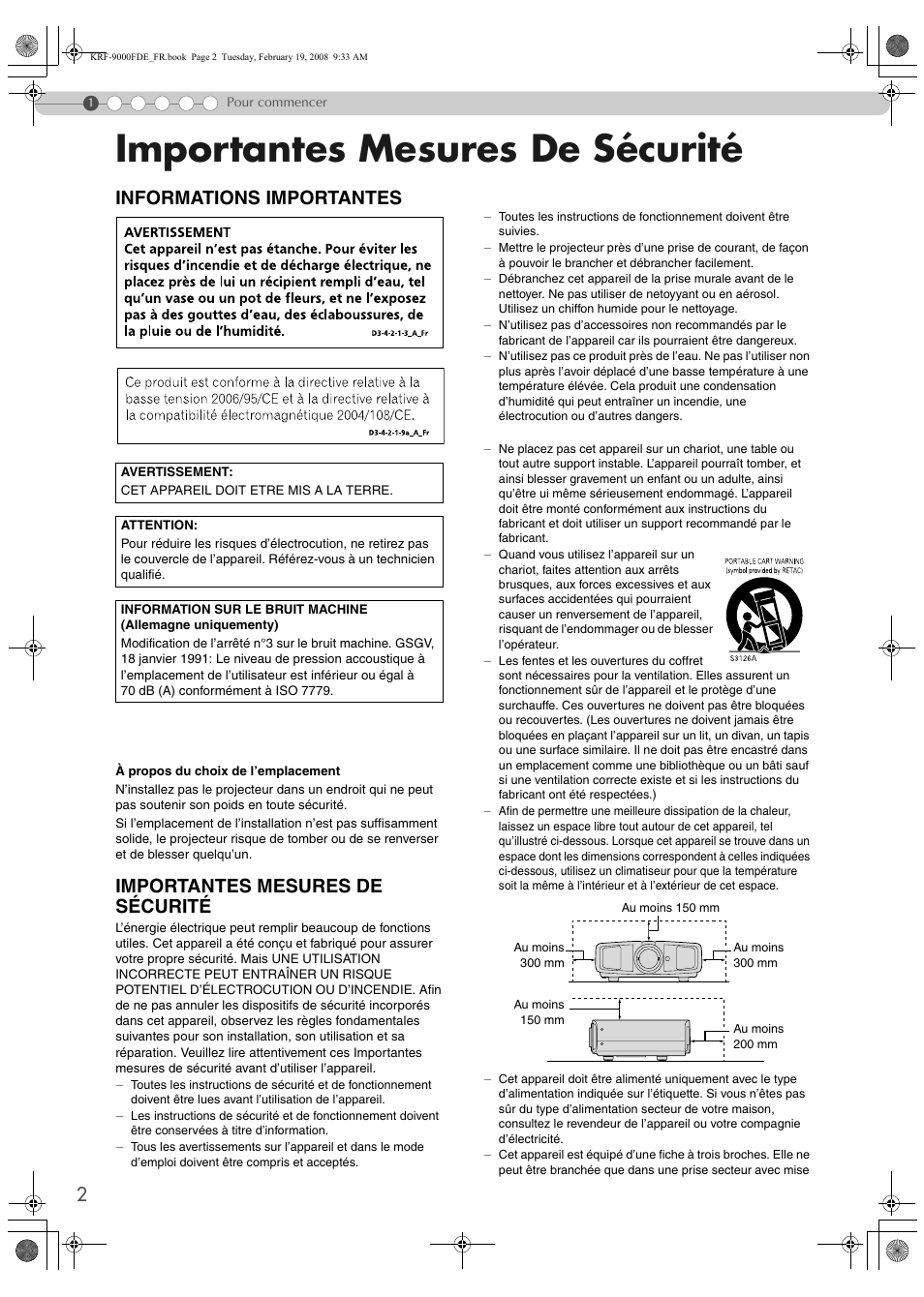Pour commencer, Importantes mesures de sécurité, Encer | Informations importantes | Pioneer KRF-9000FD User Manual | Page 54 / 259