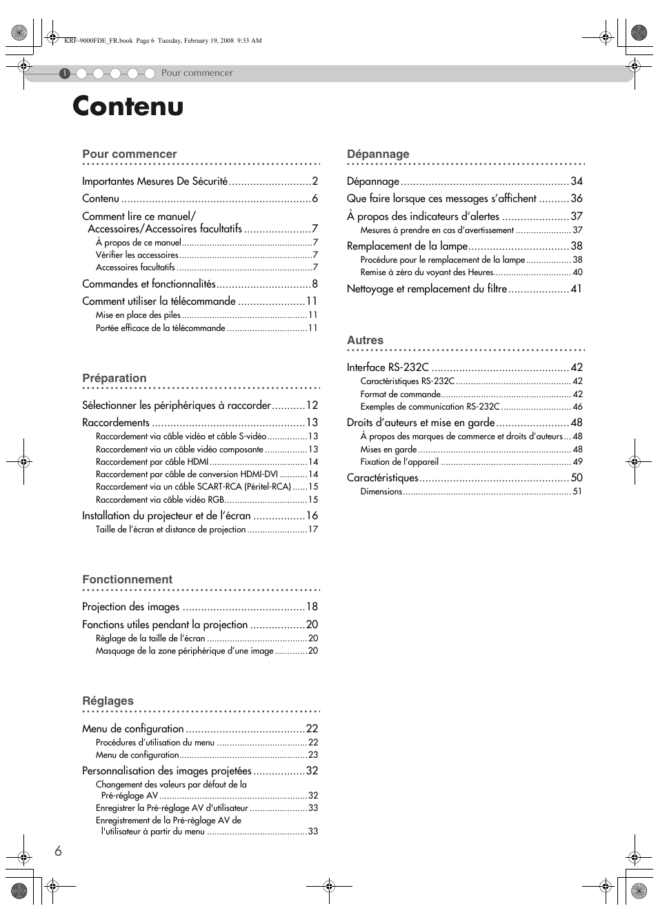 Contenu | Pioneer KRF-9000FD User Manual | Page 58 / 259