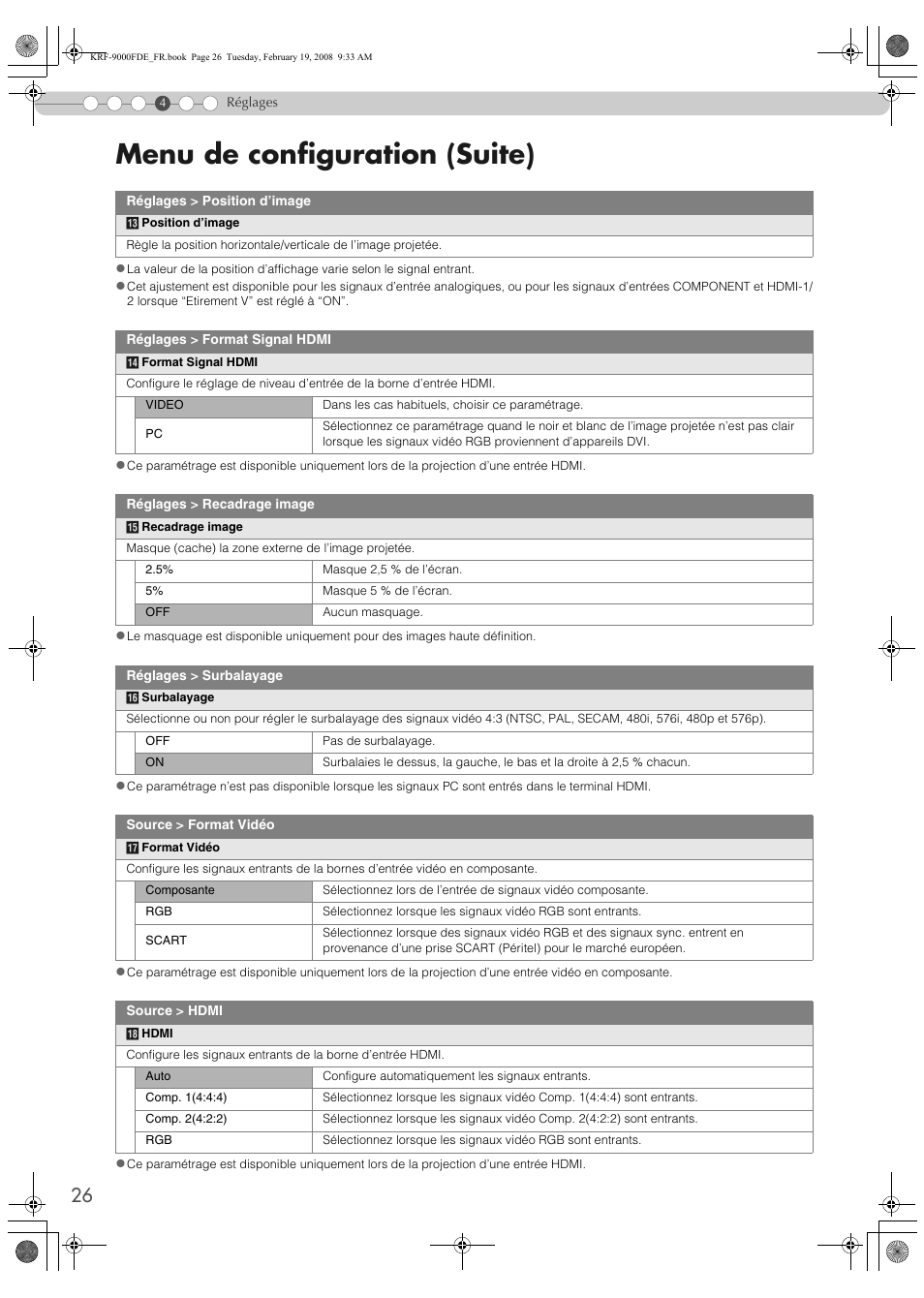 Format vidéo, Format vidéo” dans le m, Menu de configuration (suite) | Pioneer KRF-9000FD User Manual | Page 78 / 259