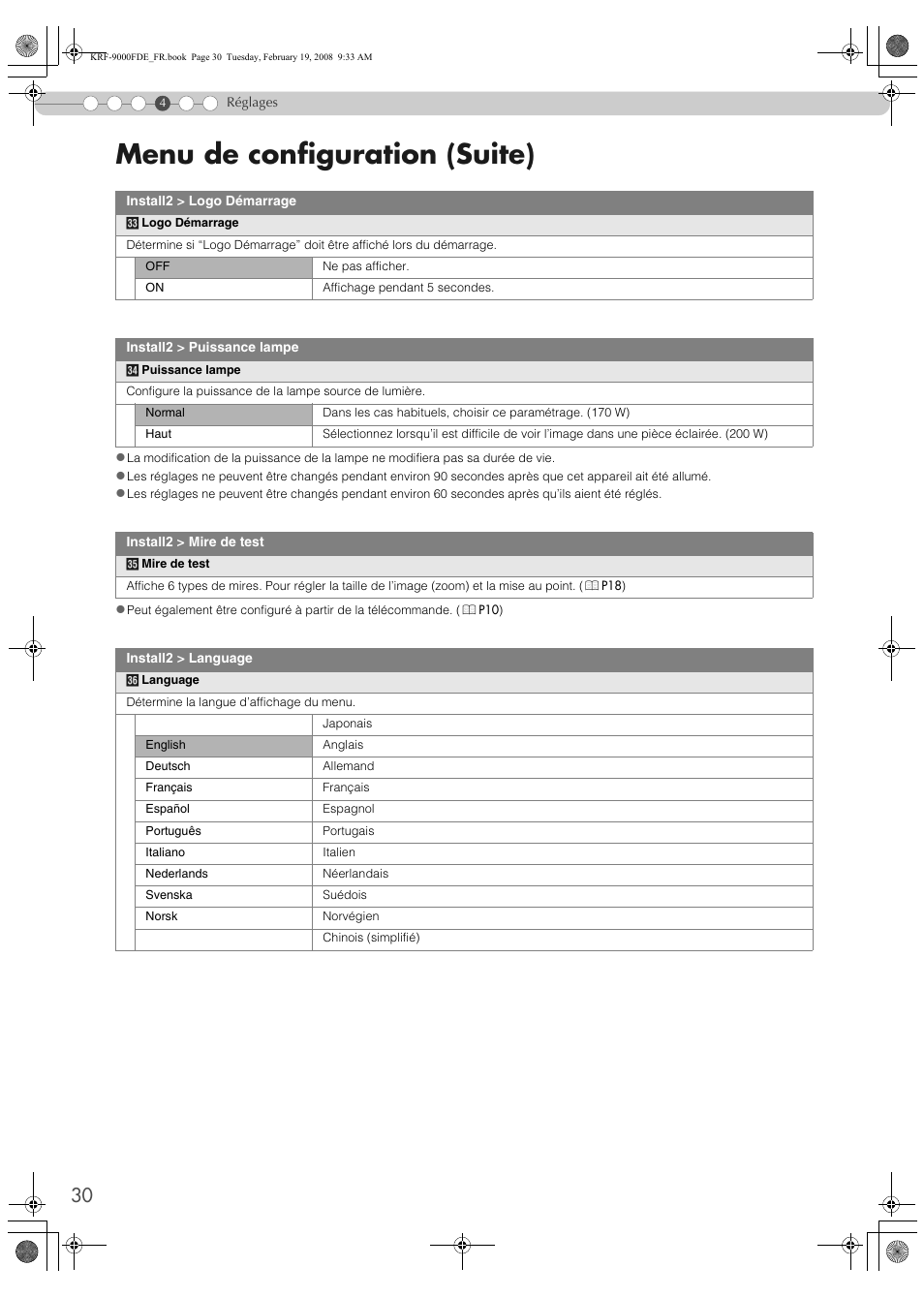 Menu de configuration (suite) | Pioneer KRF-9000FD User Manual | Page 82 / 259