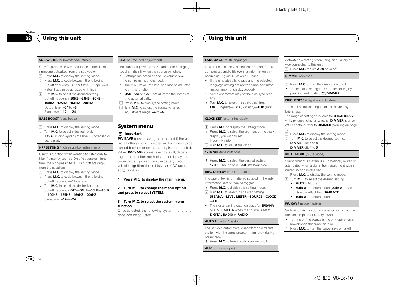 System menu, Using this unit | Pioneer DEH-X6600DAB User Manual | Page 10 / 148