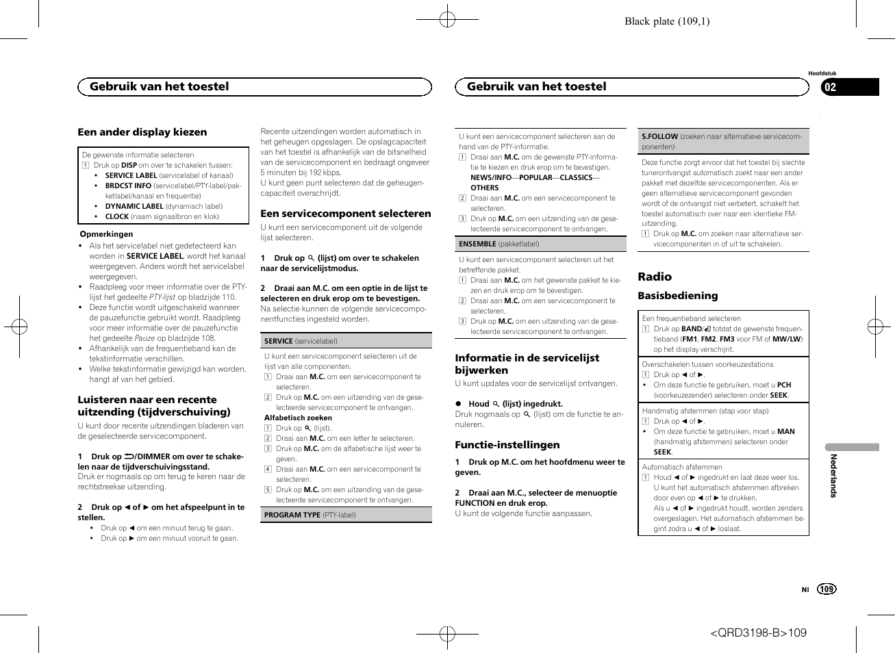 Radio, Gebruik van het toestel | Pioneer DEH-X6600DAB User Manual | Page 109 / 148