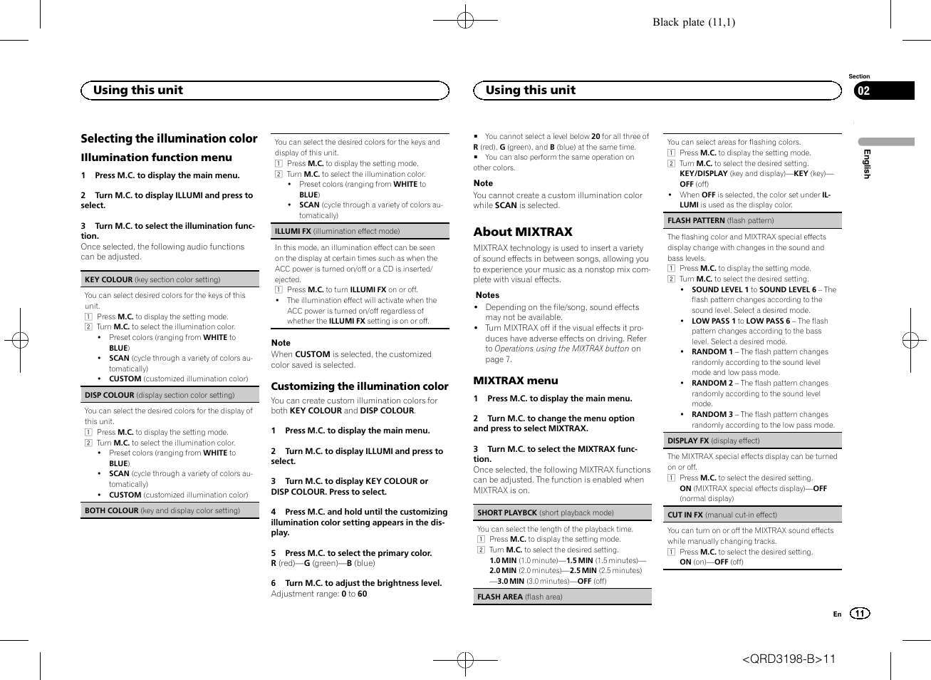 Selecting the illumination color, About mixtrax, Using this unit | Pioneer DEH-X6600DAB User Manual | Page 11 / 148