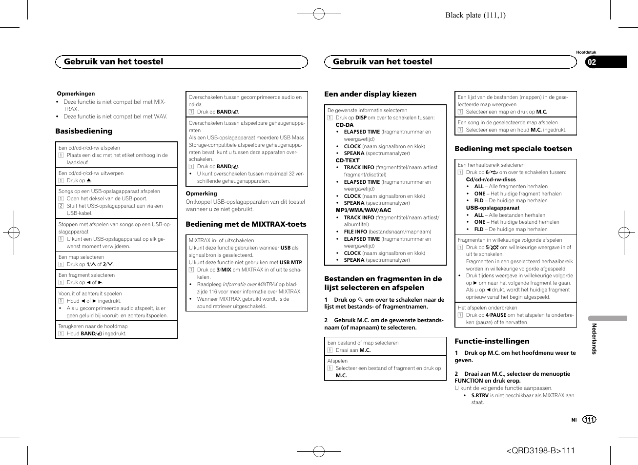 Gebruik van het toestel | Pioneer DEH-X6600DAB User Manual | Page 111 / 148