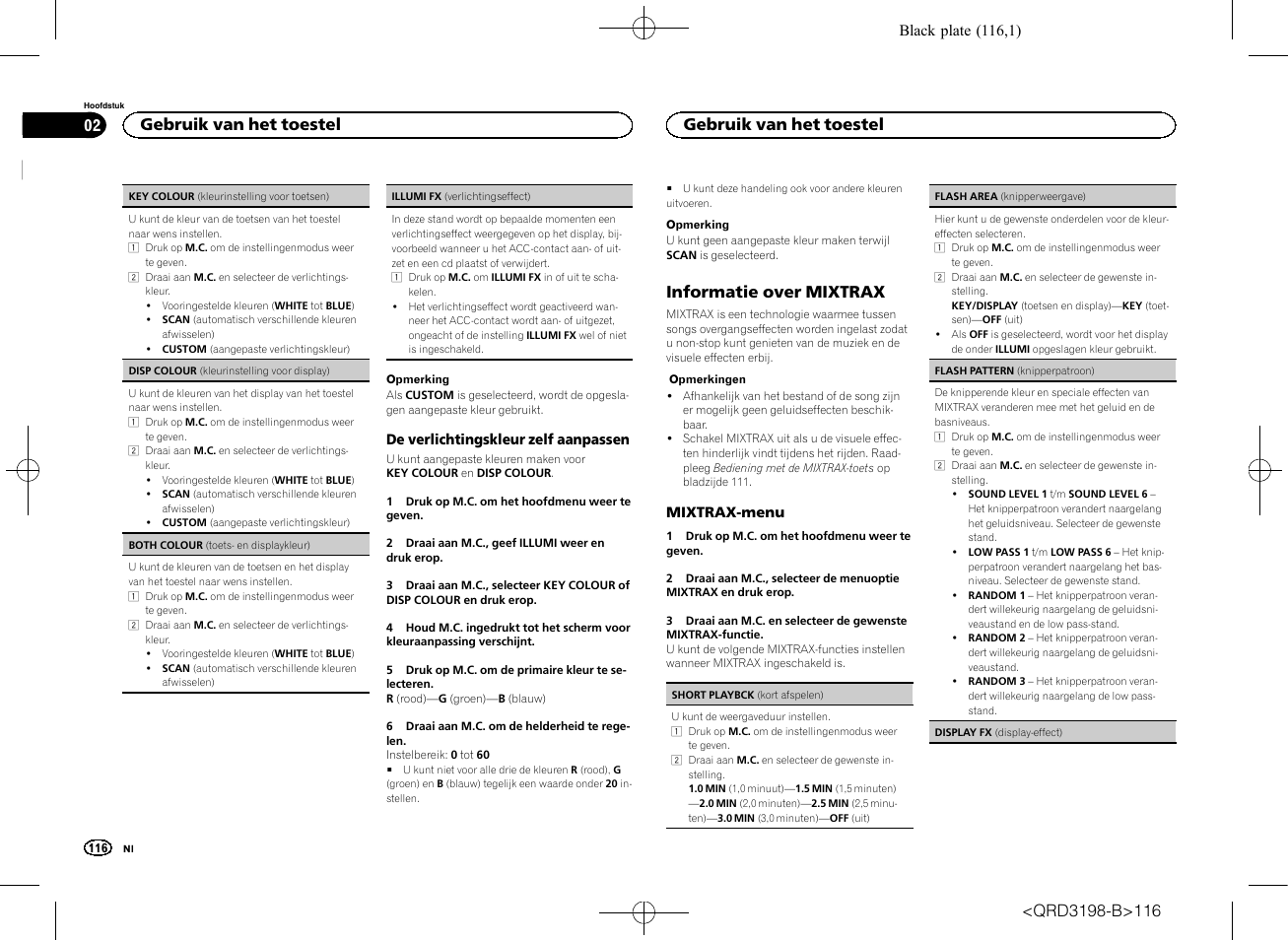 Informatie over mixtrax, Gebruik van het toestel | Pioneer DEH-X6600DAB User Manual | Page 116 / 148