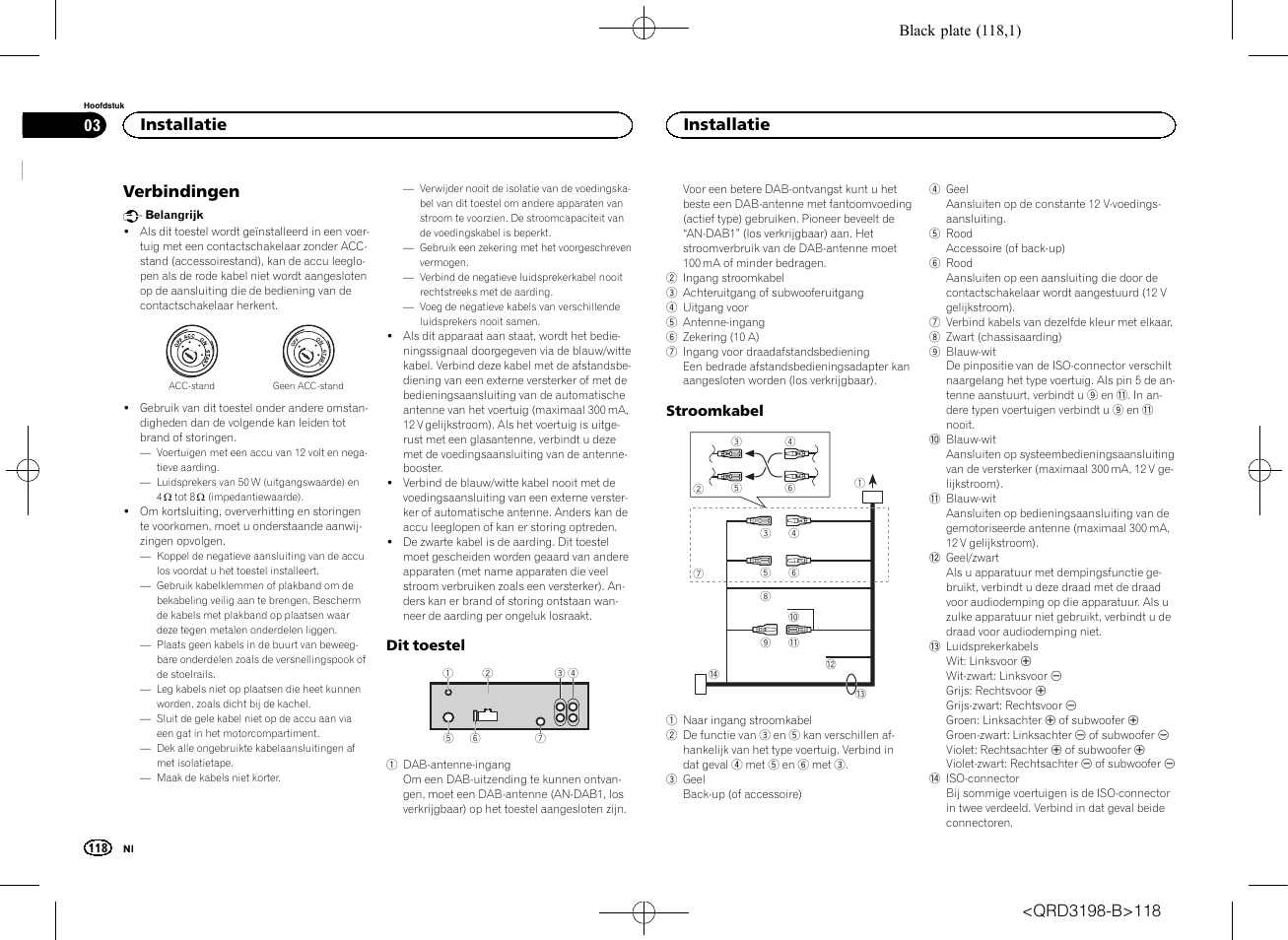 Verbindingen, Installatie | Pioneer DEH-X6600DAB User Manual | Page 118 / 148