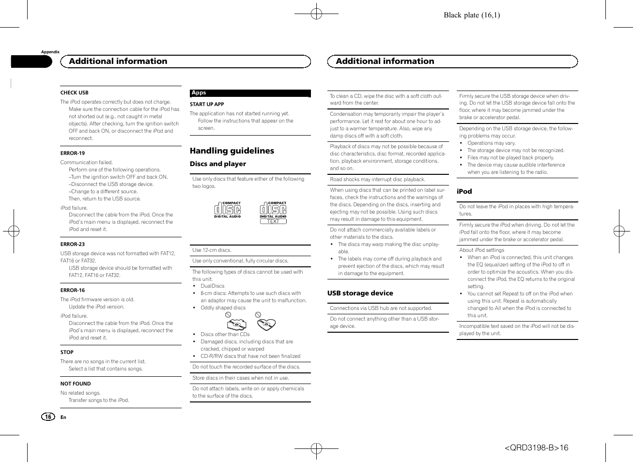 Handling guidelines, Additional information | Pioneer DEH-X6600DAB User Manual | Page 16 / 148