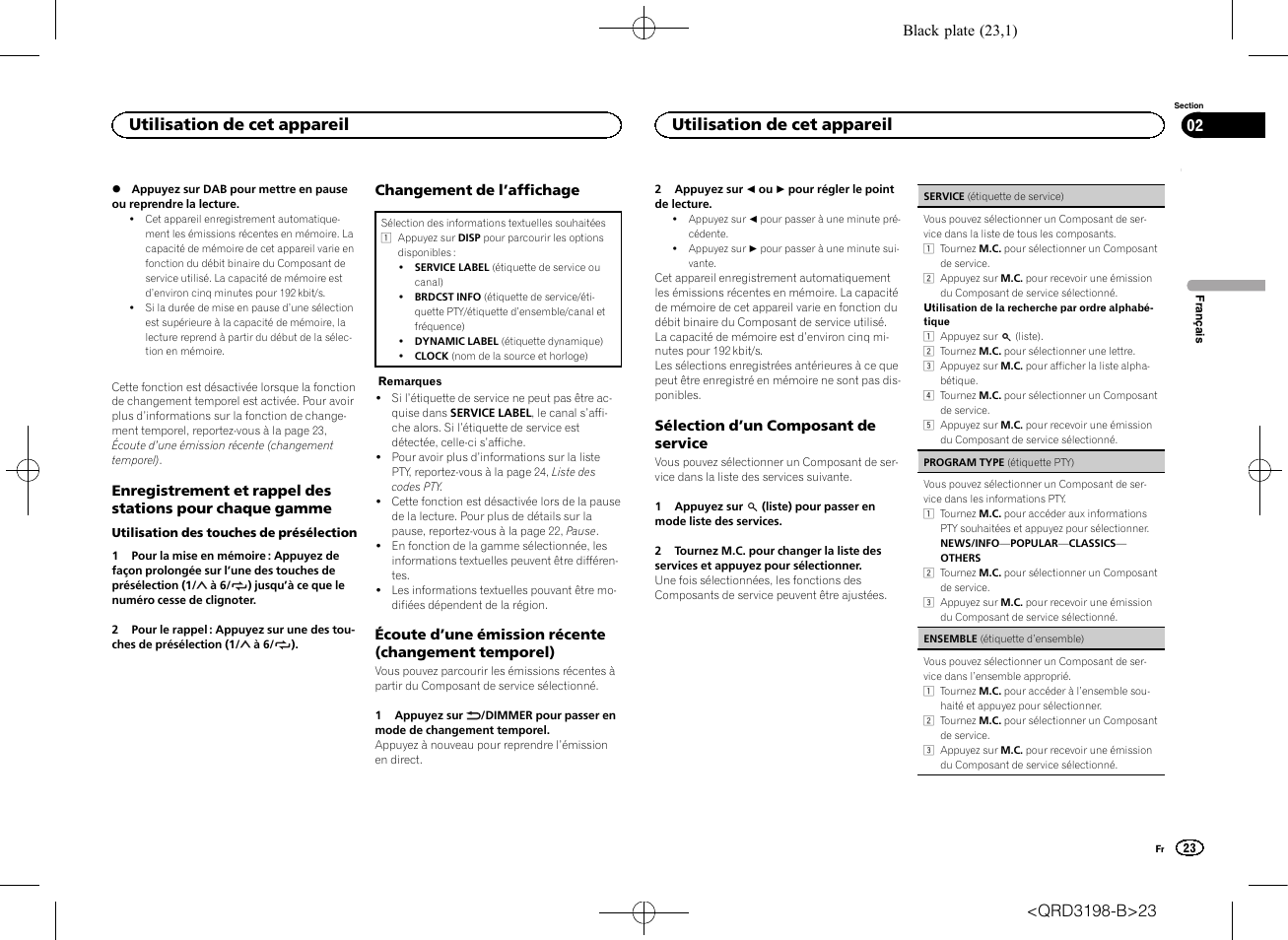 Utilisation de cet appareil | Pioneer DEH-X6600DAB User Manual | Page 23 / 148