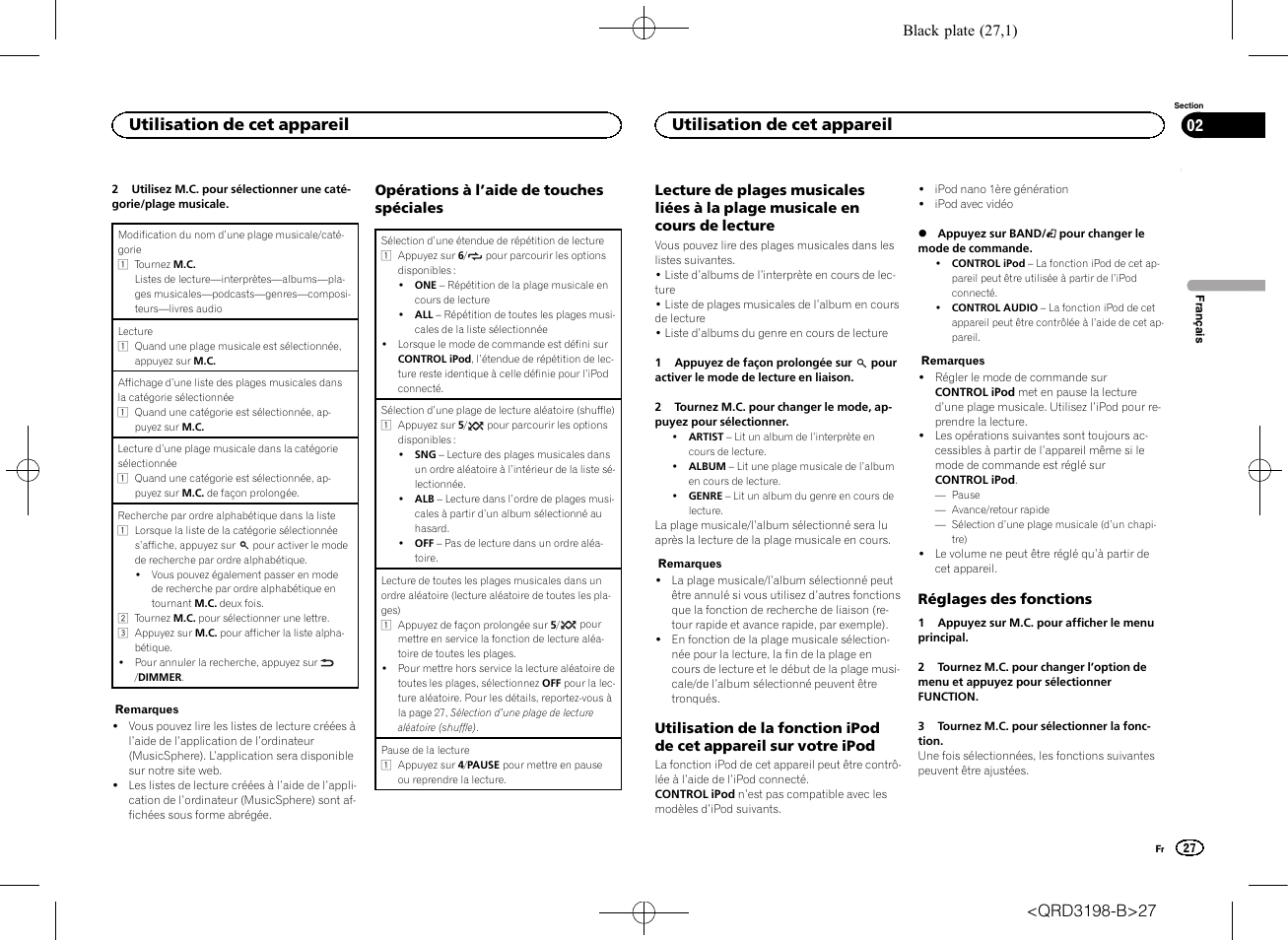 Utilisation de cet appareil | Pioneer DEH-X6600DAB User Manual | Page 27 / 148
