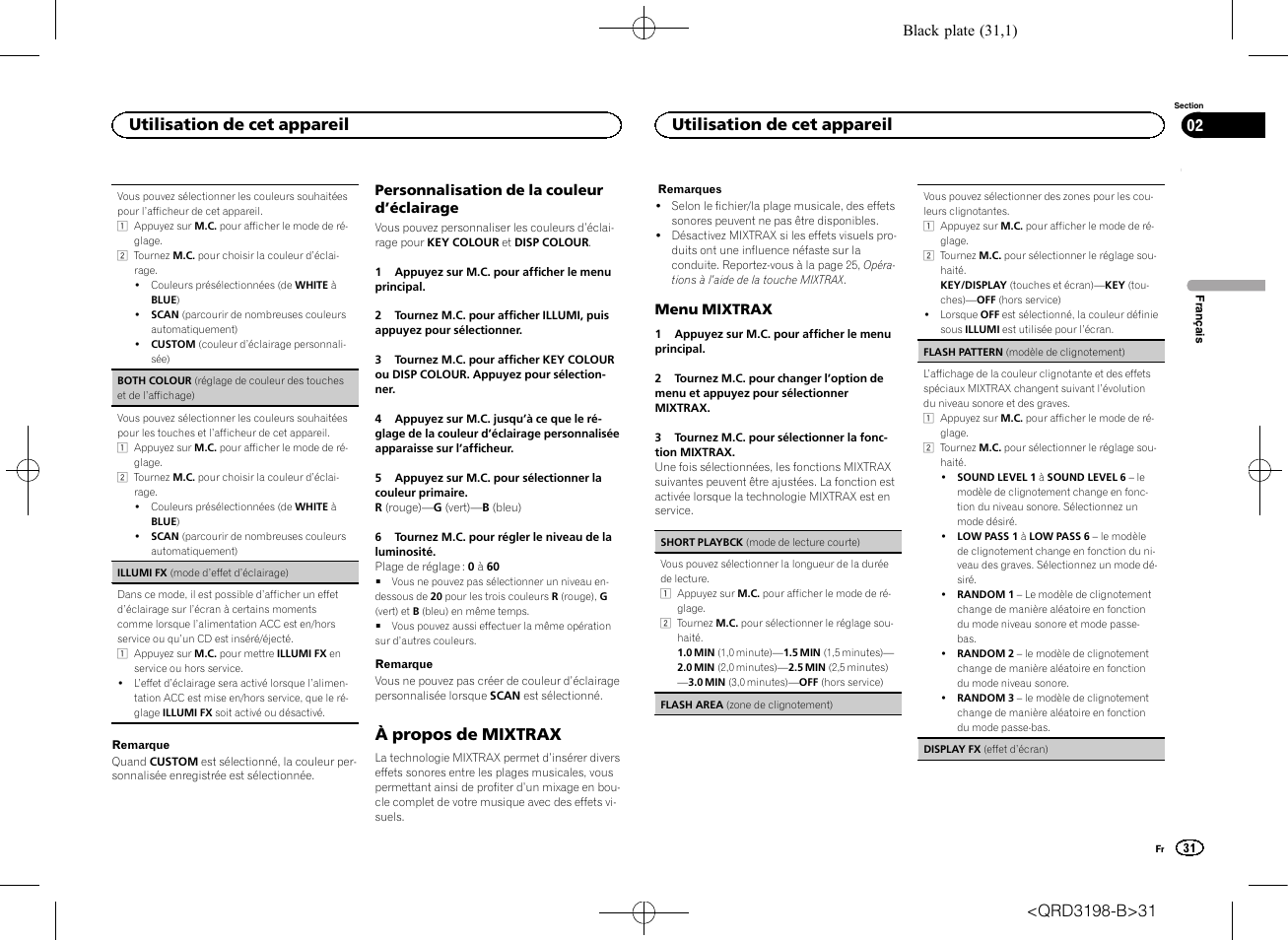 À propos de mixtrax, Utilisation de cet appareil | Pioneer DEH-X6600DAB User Manual | Page 31 / 148