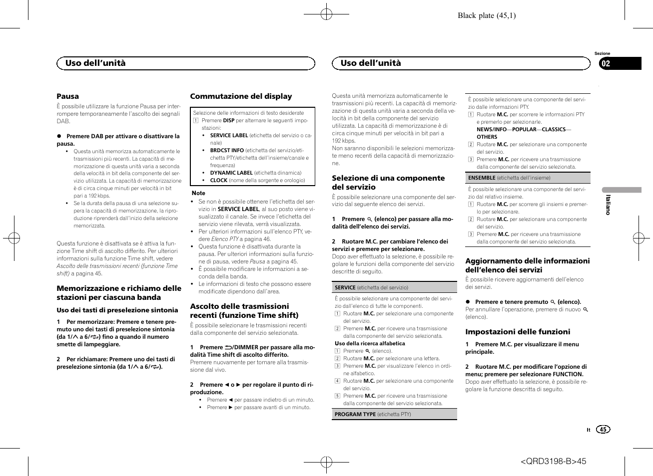 Uso dell ’unità | Pioneer DEH-X6600DAB User Manual | Page 45 / 148
