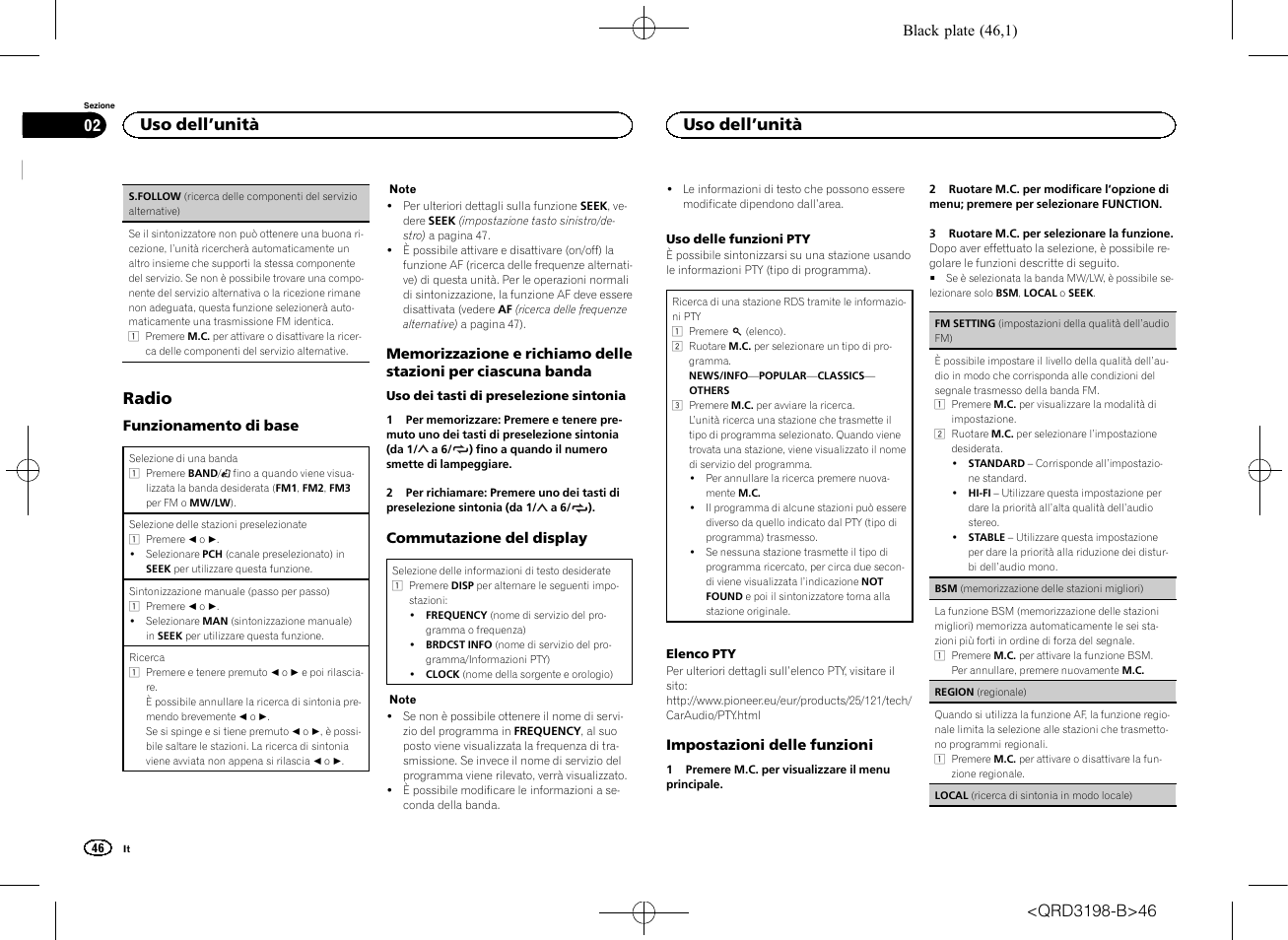 Radio, Uso dell ’unità | Pioneer DEH-X6600DAB User Manual | Page 46 / 148