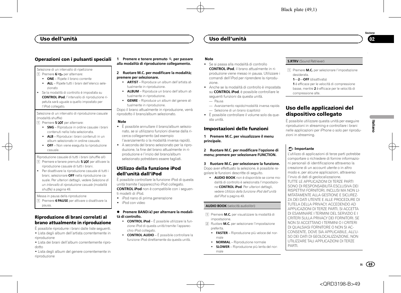 Uso delle applicazioni del dispositivo collegato, Uso dell ’unità | Pioneer DEH-X6600DAB User Manual | Page 49 / 148