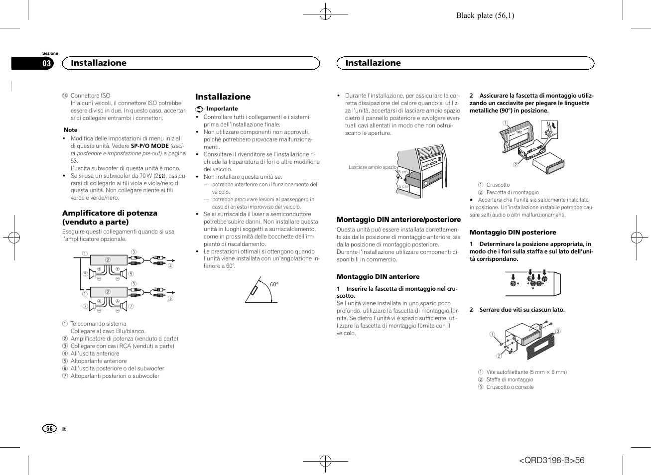 Installazione | Pioneer DEH-X6600DAB User Manual | Page 56 / 148