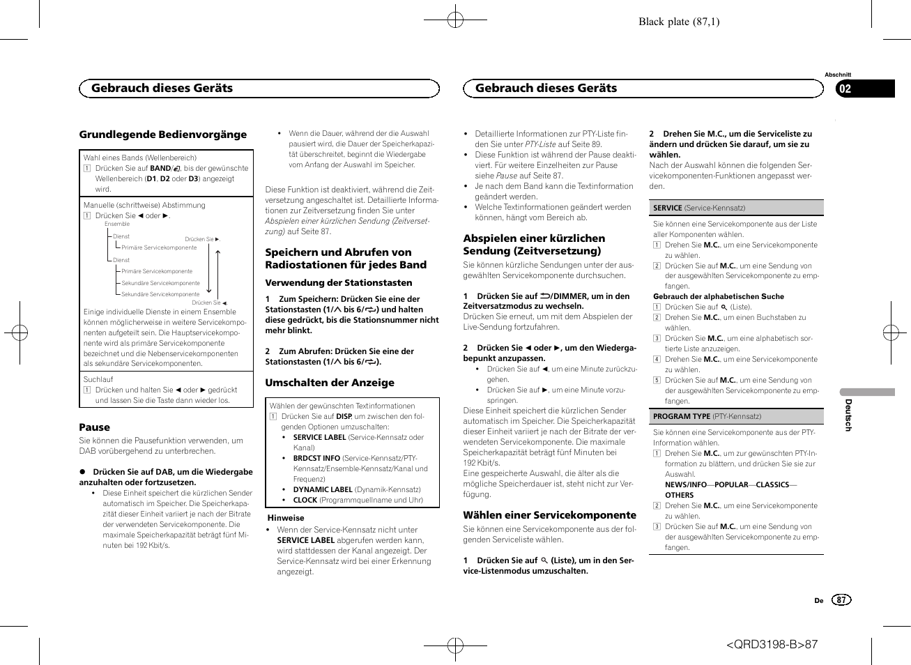 Gebrauch dieses geräts | Pioneer DEH-X6600DAB User Manual | Page 87 / 148