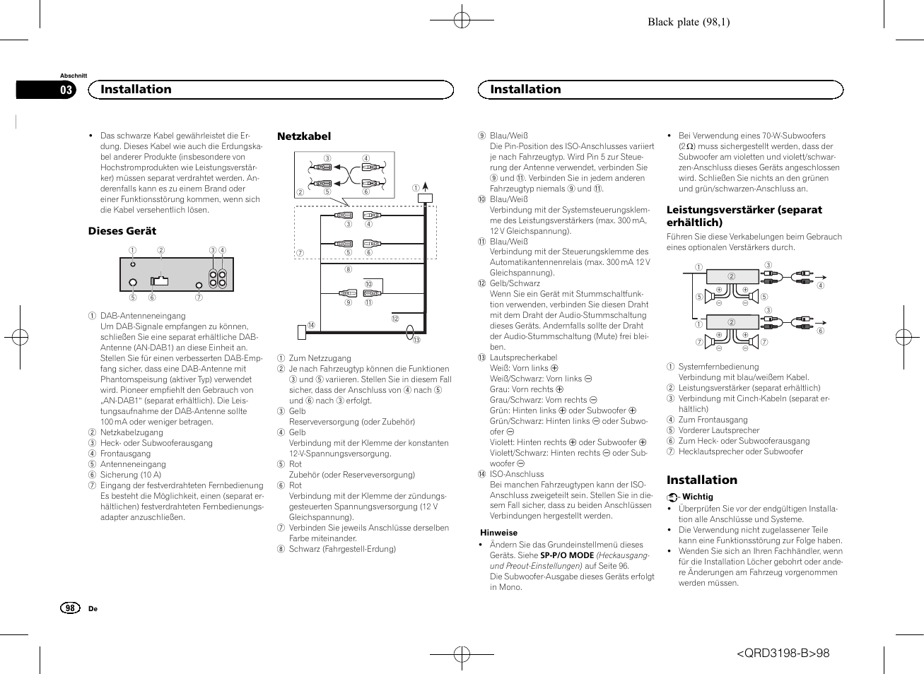 Installation | Pioneer DEH-X6600DAB User Manual | Page 98 / 148