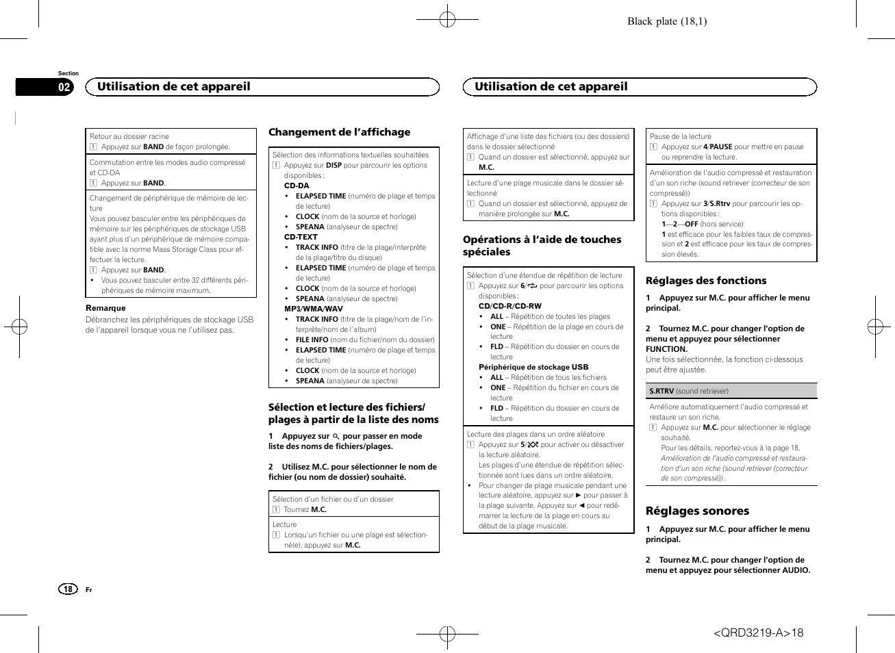Réglages sonores, Utilisation de cet appareil | Pioneer DEH-1600UBG User Manual | Page 18 / 100
