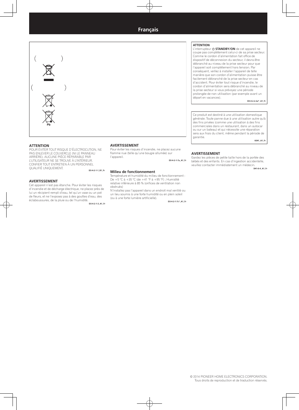 Instructions de sécurité, Amplificateur av, Français | Pioneer VSX-529-K User Manual | Page 3 / 8