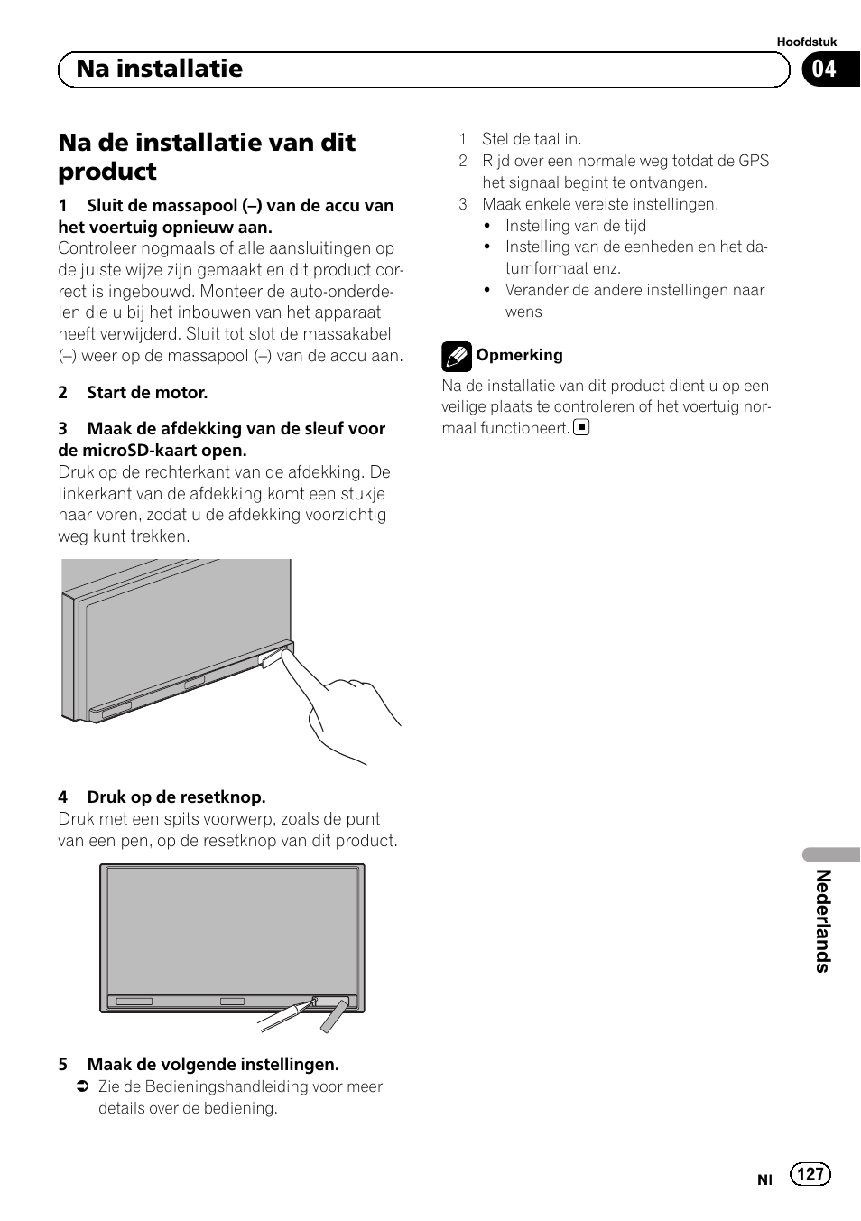Na installatie na de installatie van dit product, Na de installatie van dit product, 04 na installatie | Pioneer SPH-DA02 User Manual | Page 127 / 152
