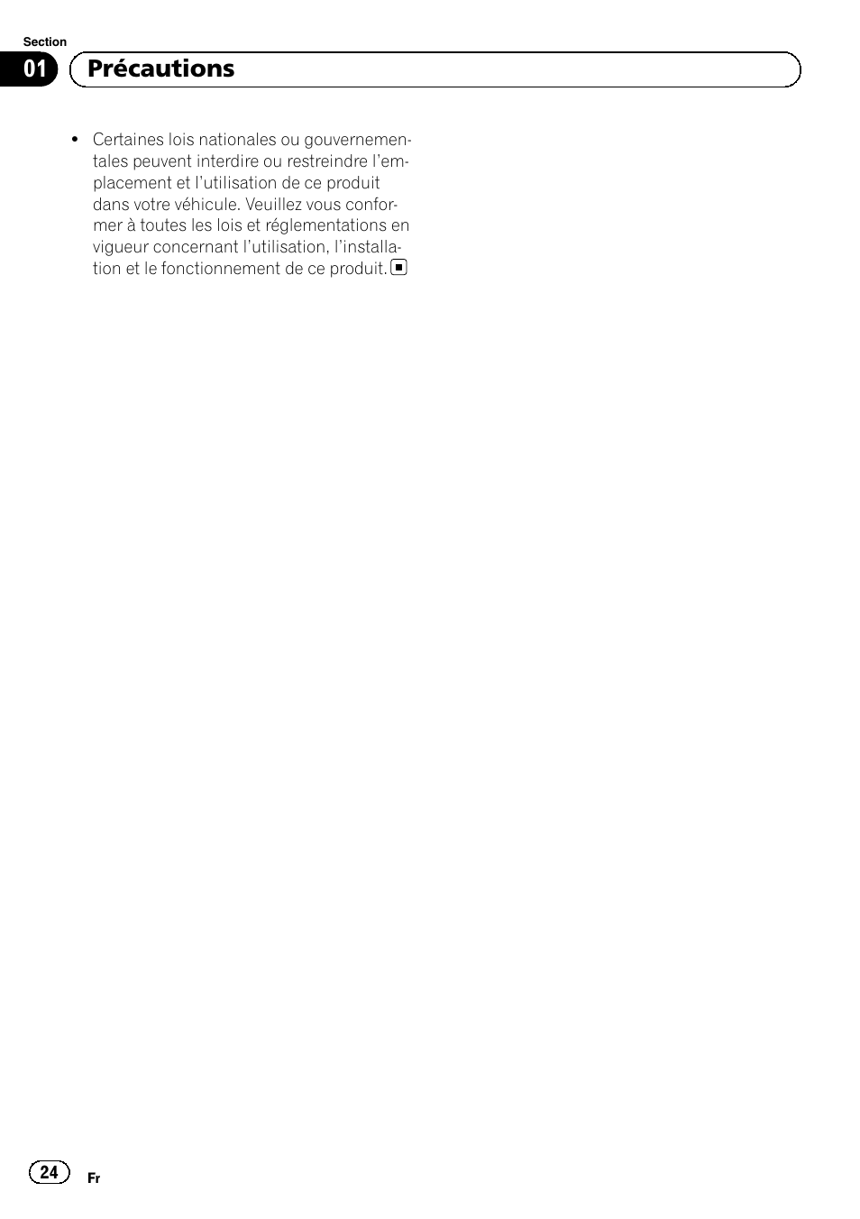 01 précautions | Pioneer SPH-DA02 User Manual | Page 24 / 152