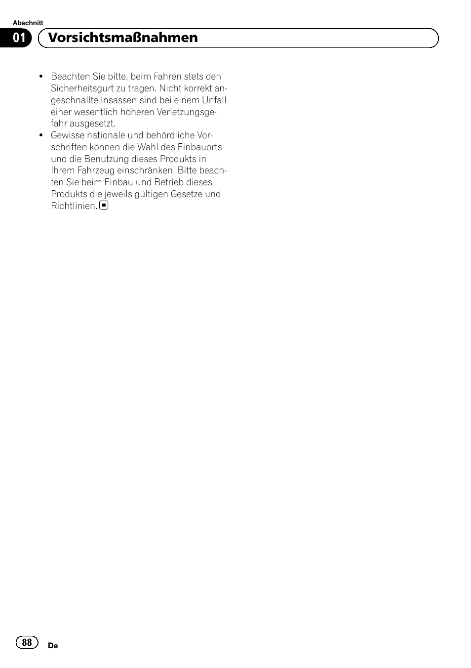 01 vorsichtsmaßnahmen | Pioneer SPH-DA02 User Manual | Page 88 / 152