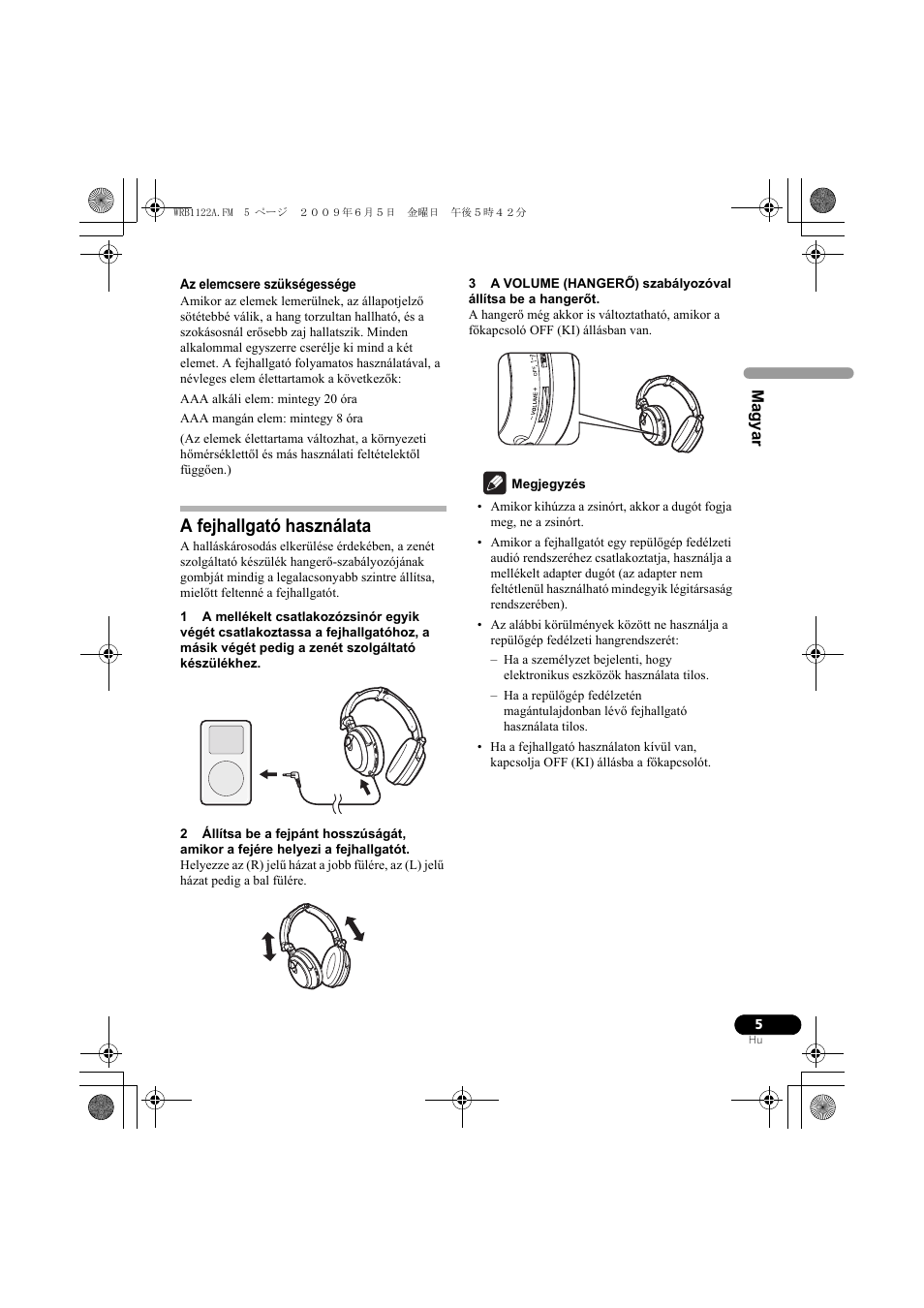 A fejhallgató használata | Pioneer SE-NC70S User Manual | Page 101 / 132