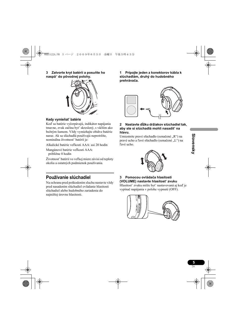 Používanie slúchadiel | Pioneer SE-NC70S User Manual | Page 109 / 132