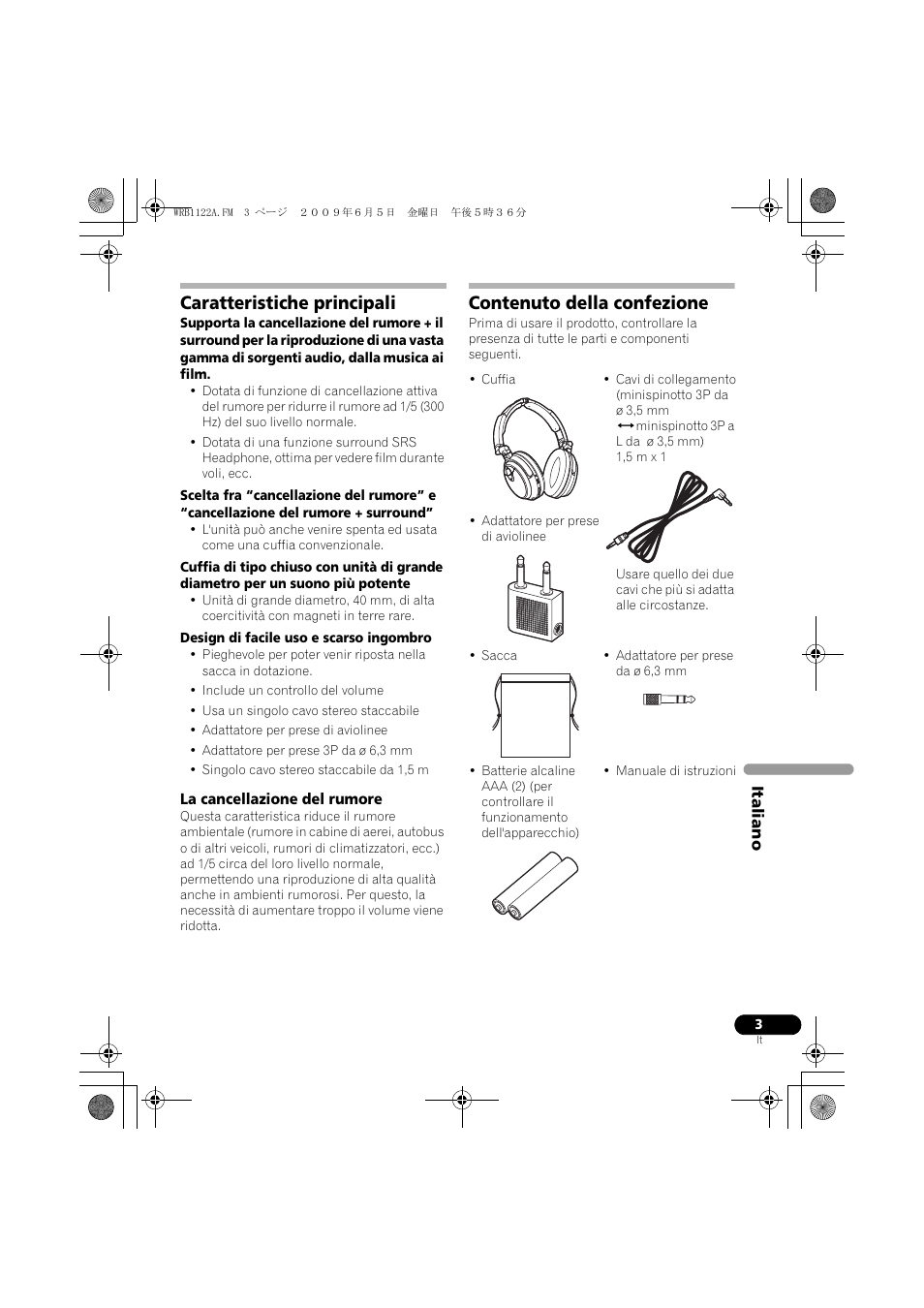 Caratteristiche principali, Contenuto della confezione | Pioneer SE-NC70S User Manual | Page 27 / 132