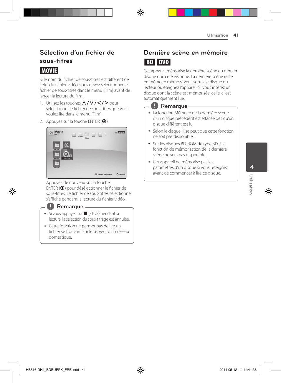 41 – sélection d’un fichier de, Sous-titres, 41 – dernière scène en mémoire | Sélection d’un fichier de sous-titres y, Dernière scène en mémoire er | Pioneer BCS-FS111 User Manual | Page 101 / 376