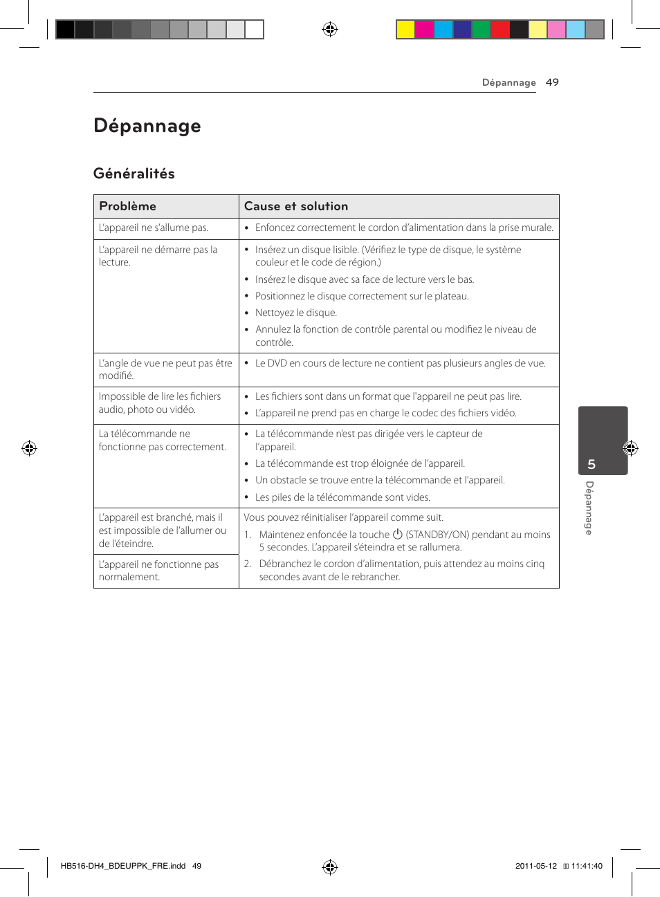 49 dépannage 49 – généralités, Dépannage, Généralités | Pioneer BCS-FS111 User Manual | Page 109 / 376