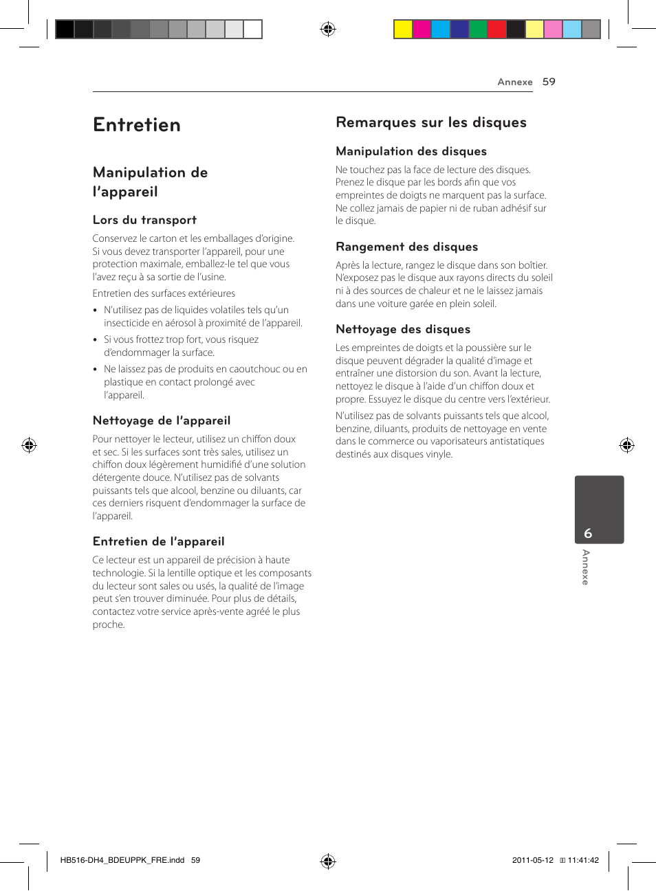 59 entretien 59 – manipulation de, L’appareil, 59 – remarques sur les disques | Entretien, Manipulation de l’appareil, Remarques sur les disques | Pioneer BCS-FS111 User Manual | Page 119 / 376