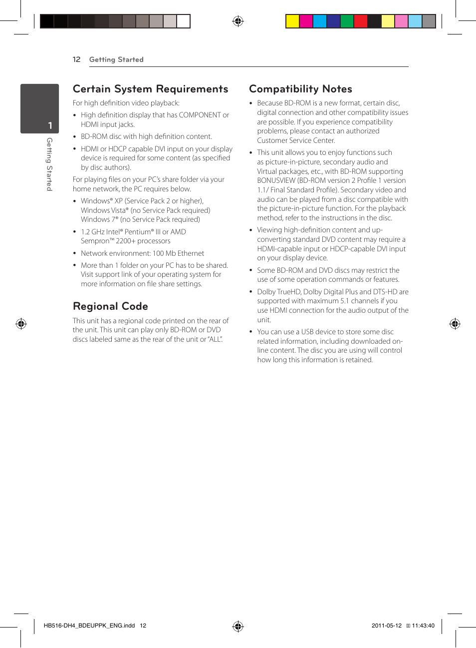 Certain system requirements, Regional code | Pioneer BCS-FS111 User Manual | Page 12 / 376