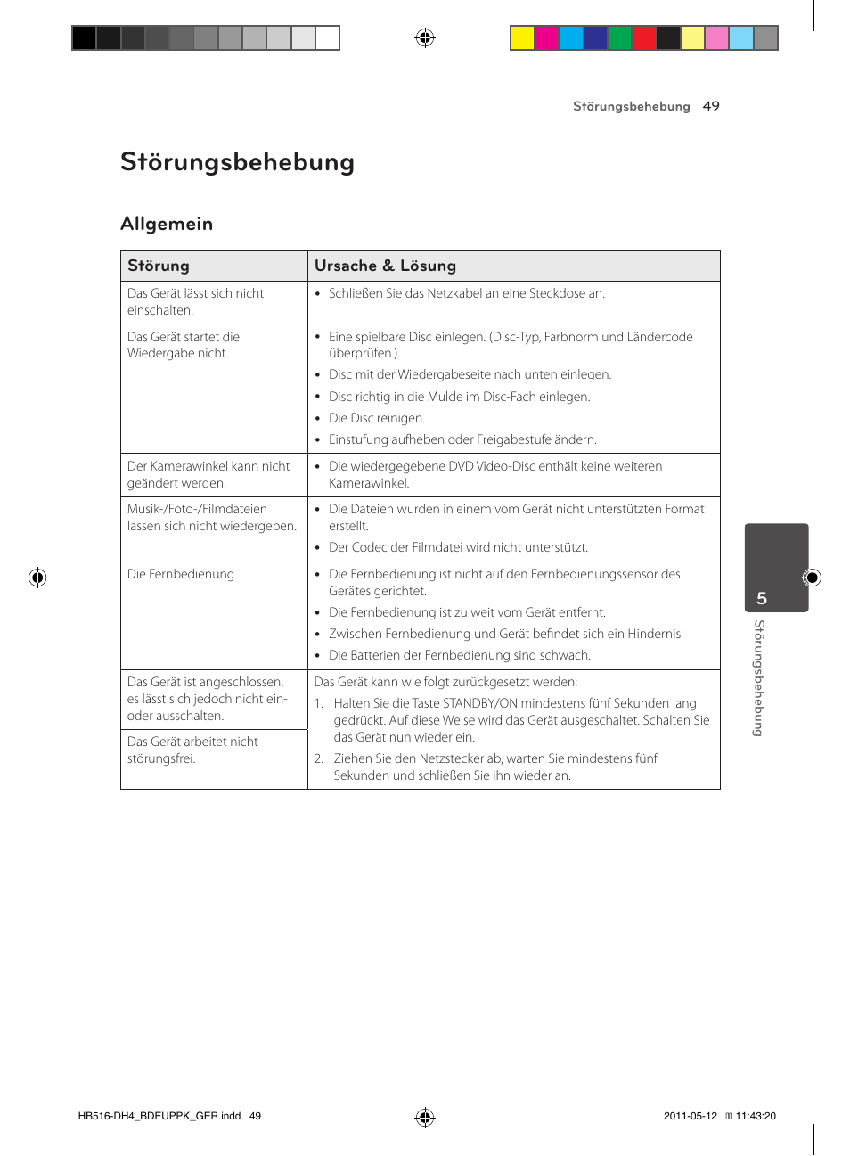 49 störungsbehebung 49 – allgemein, Störungsbehebung, Allgemein | Störung ursache & lösung | Pioneer BCS-FS111 User Manual | Page 175 / 376