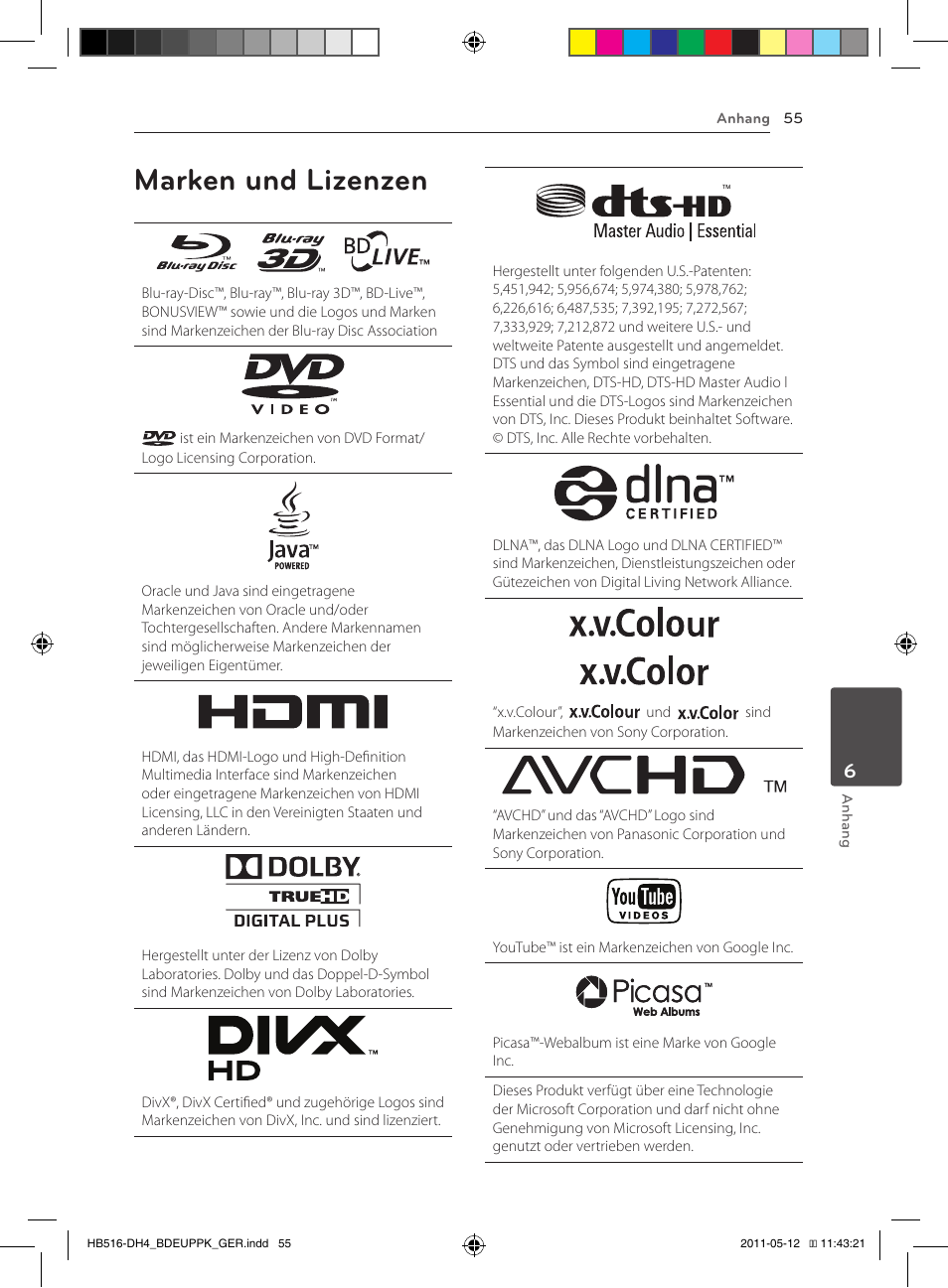 55 marken und lizenzen, Marken und lizenzen | Pioneer BCS-FS111 User Manual | Page 181 / 376