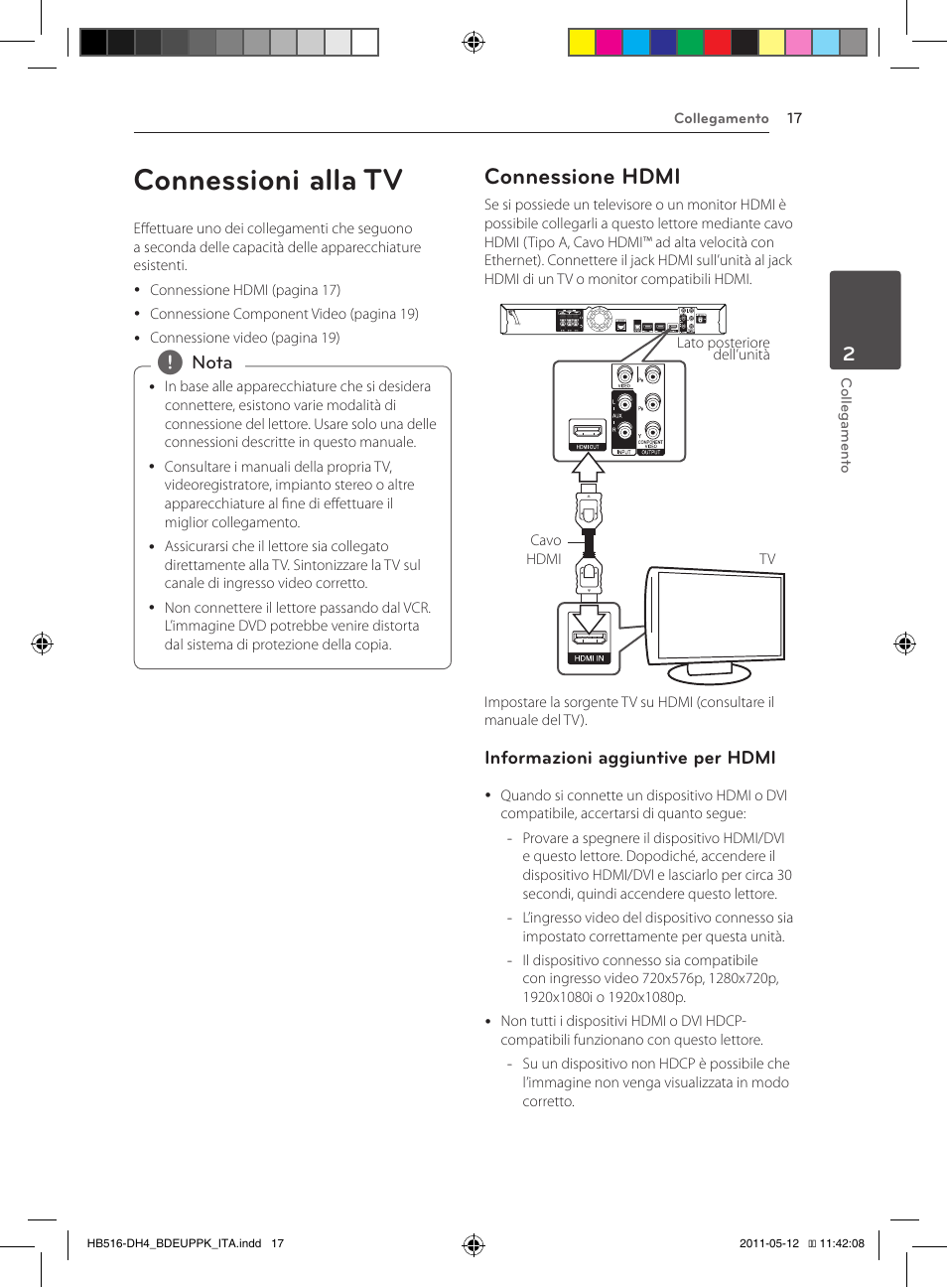Connessioni alla tv, Connessione hdmi | Pioneer BCS-FS111 User Manual | Page 203 / 376