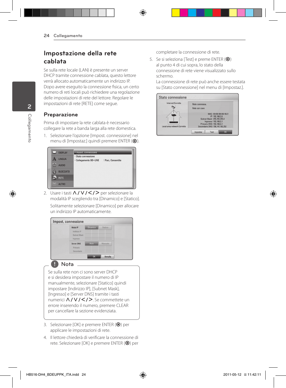 24 – impostazione della rete cablata, Impostazione della rete cablata | Pioneer BCS-FS111 User Manual | Page 210 / 376