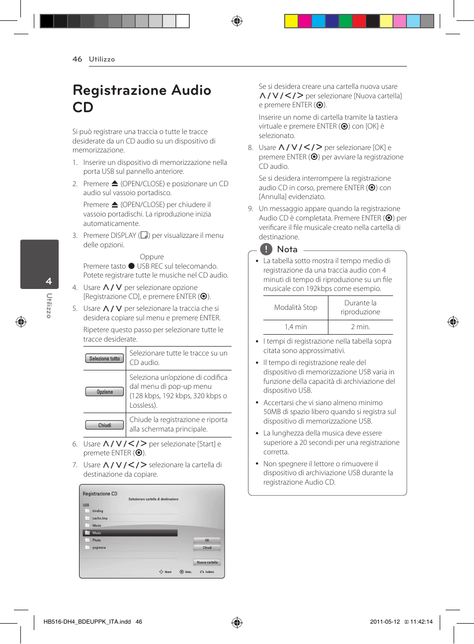 46 registrazione audio cd, Registrazione audio cd | Pioneer BCS-FS111 User Manual | Page 232 / 376