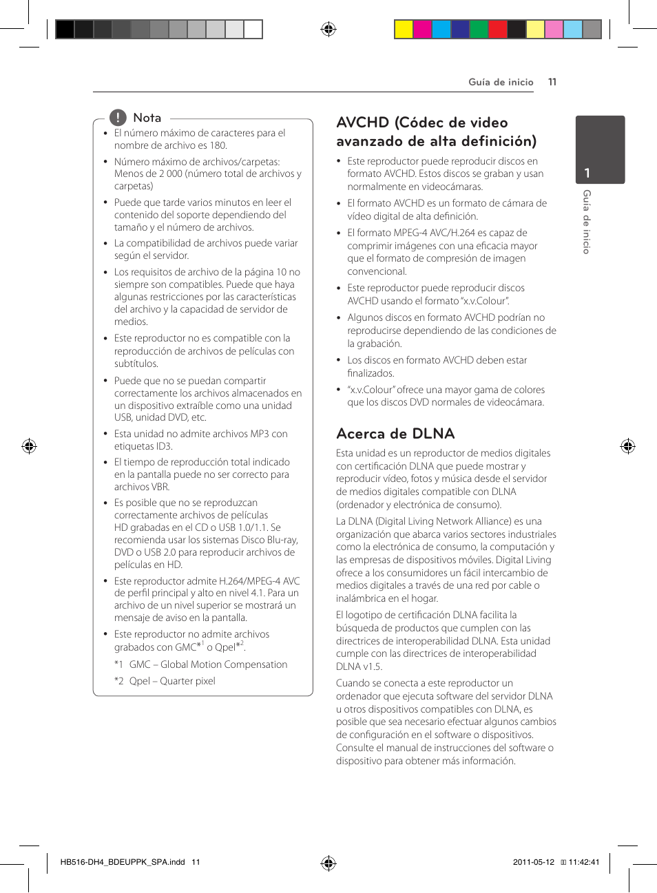 Avchd (códec de video avanzado de alta definición), Acerca de dlna, Nota | Pioneer BCS-FS111 User Manual | Page 257 / 376